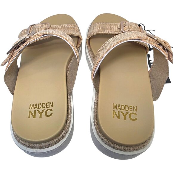 Madden NYC Flatform Sandals Adjustable Buckle Straps Women’s Size 8.5-11 Raffia - Picture 10 of 11